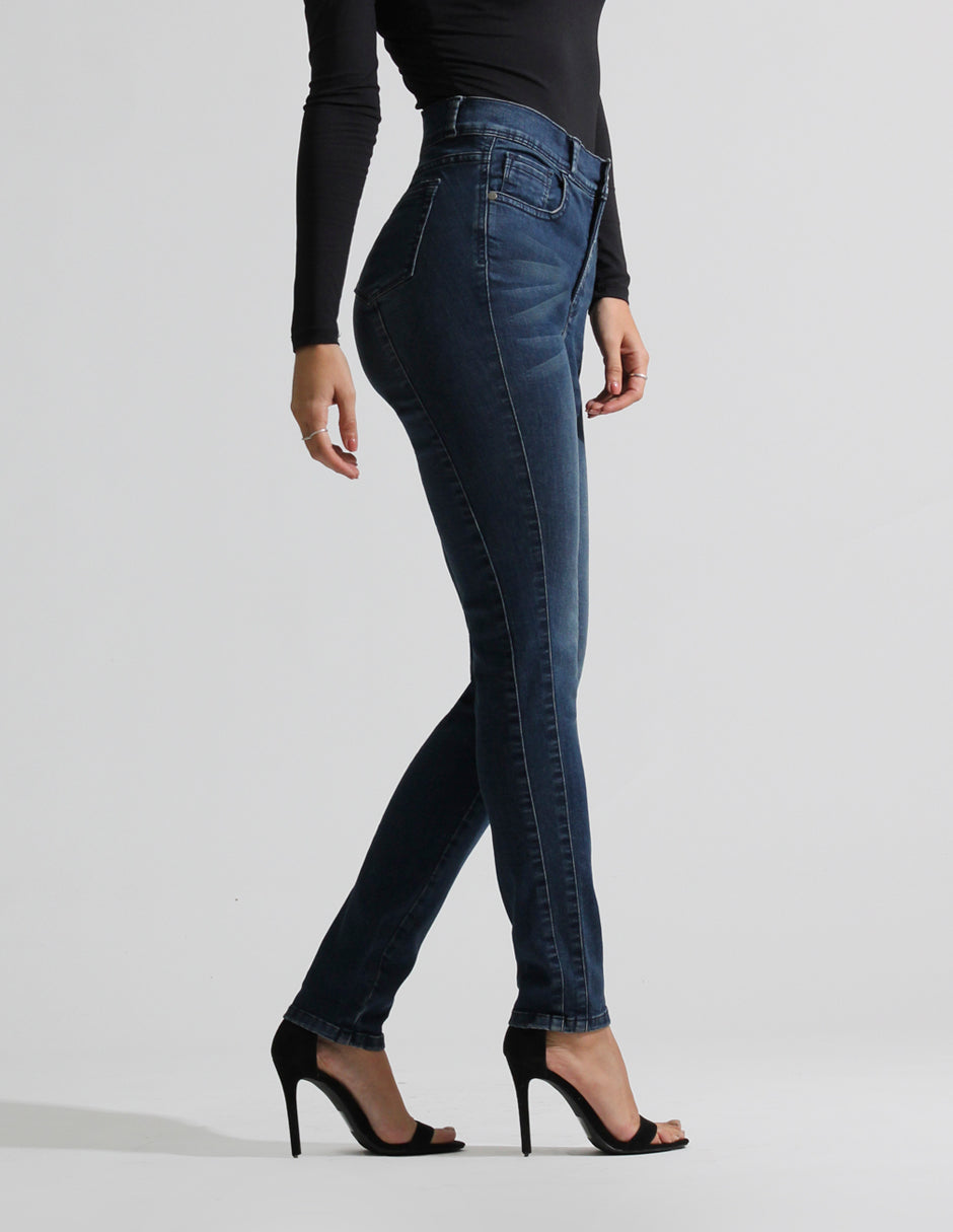 Jeans Cintura Alta Skinny en Azul Oscuro