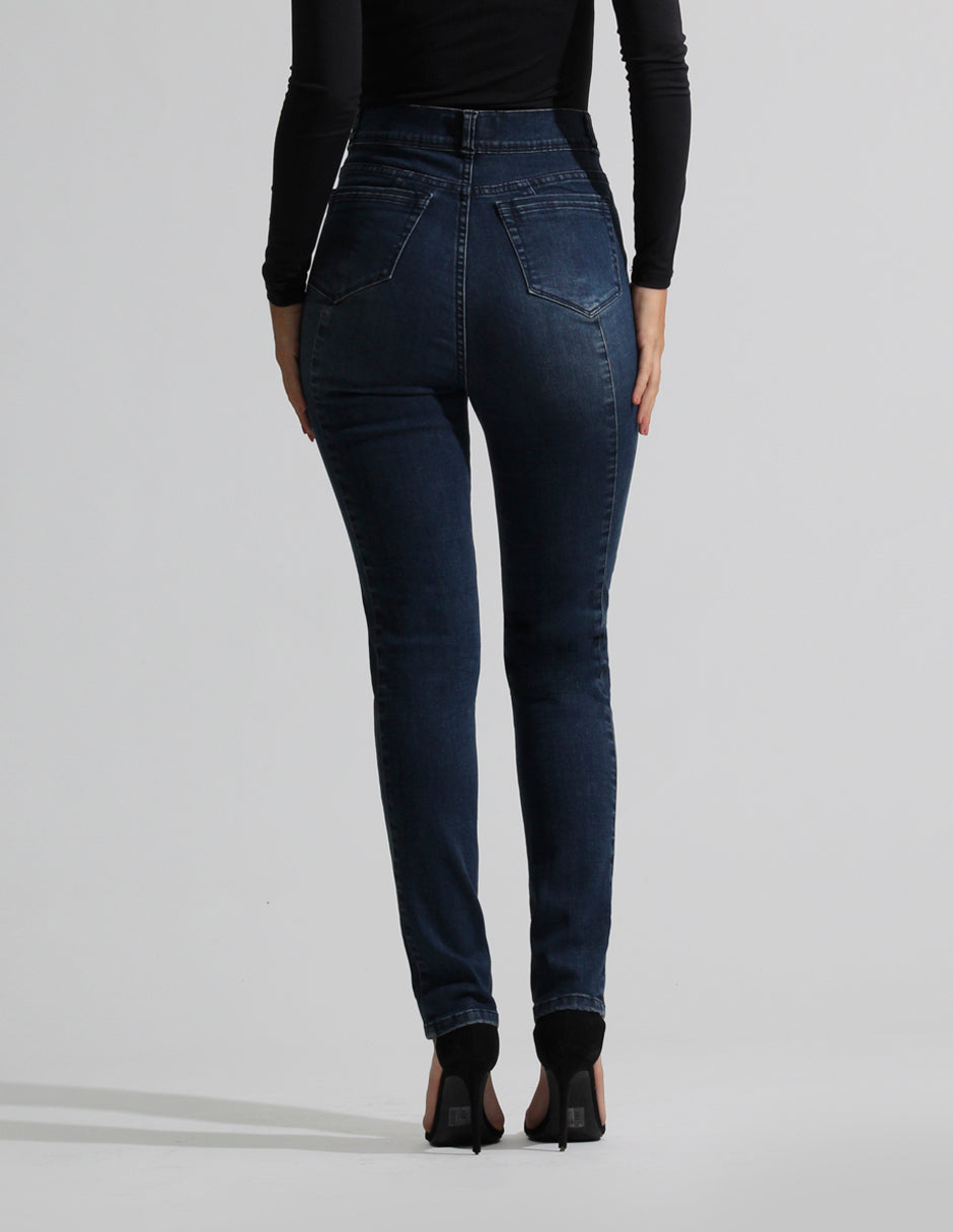 Jeans Cintura Alta Skinny en Azul Oscuro