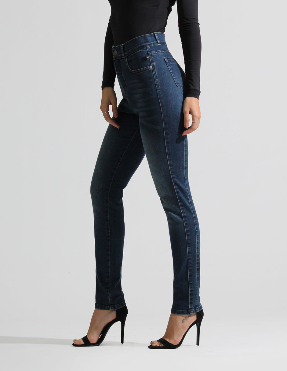 Jeans Cintura Alta Skinny en Azul Oscuro