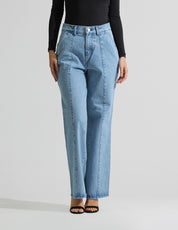 Jeans Cintura Alta Wide Leg Azul Claro
