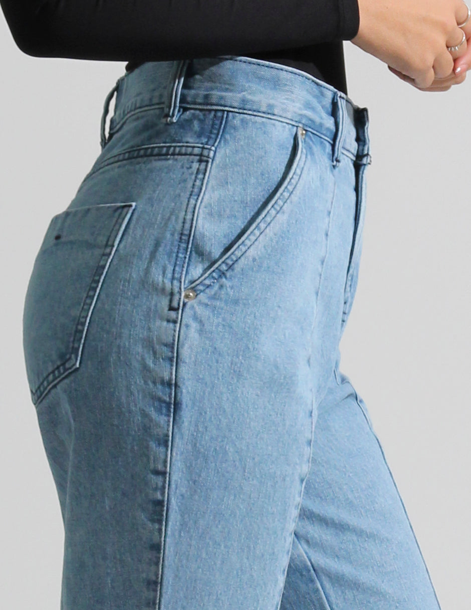Jeans Cintura Alta Wide Leg Azul Claro