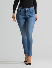 Jeans Cintura Media Skinny Azul Medio