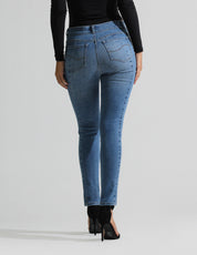 Jeans Cintura Media Skinny Azul Medio
