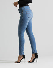 Jeans Cintura Media Skinny Azul Medio