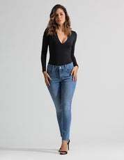 Jeans Cintura Media Skinny Azul Medio