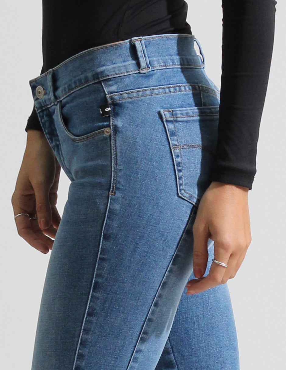 Jeans Cintura Media Skinny Azul Medio