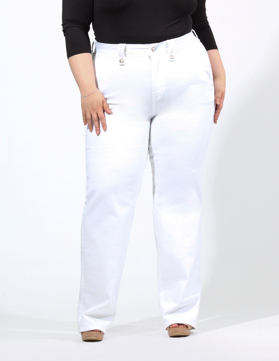 Curvy Jeans Cintura Alta Recto Blanco