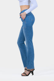 OHPOMP!® Cintura Media Jeans Rectos Azul Claro D1740