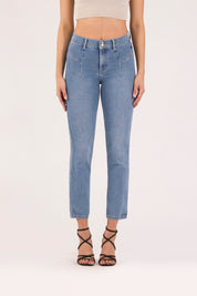 OHPOMP!® Cintura Alta Straight Jeans OP1664