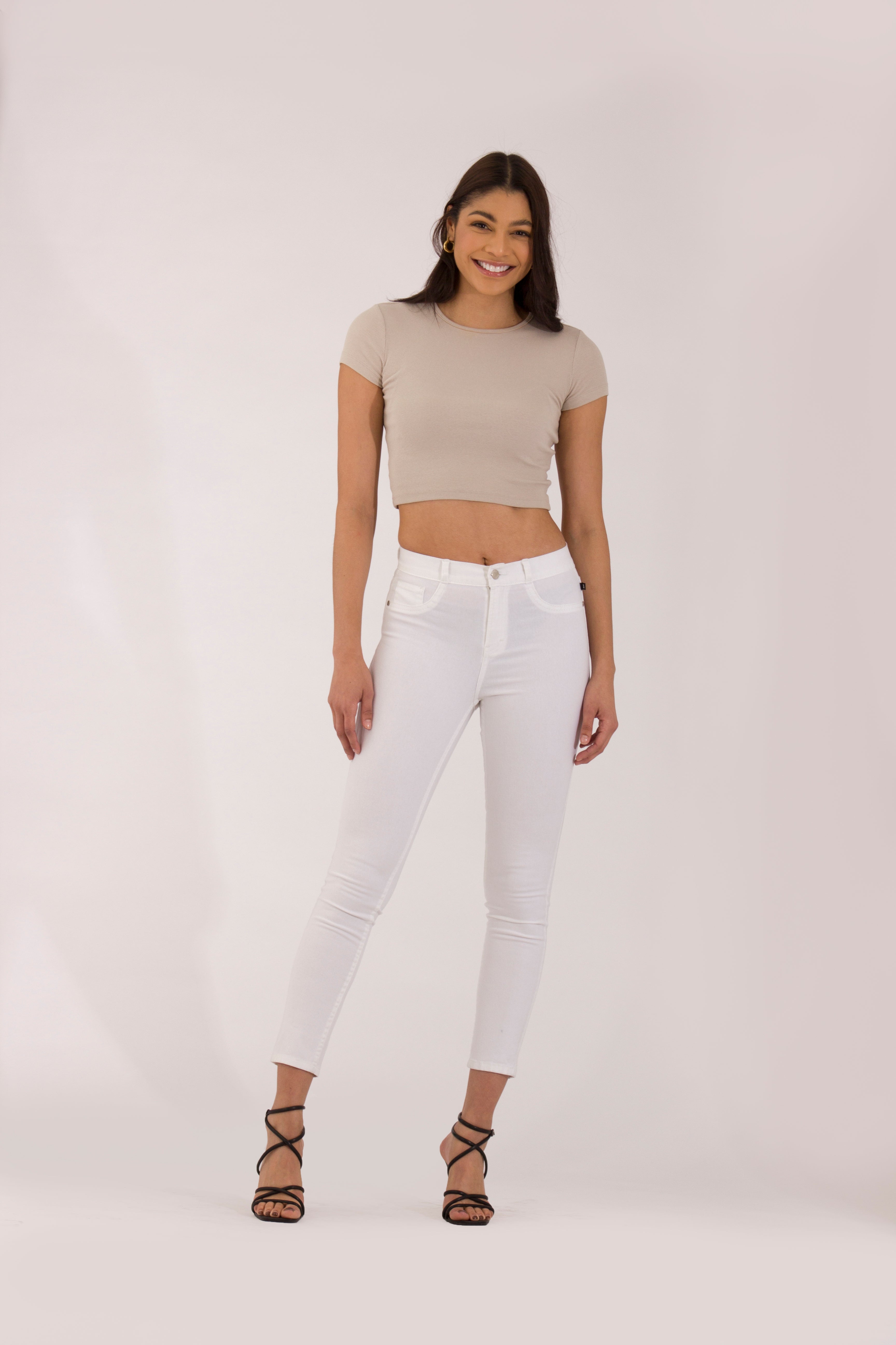 OHPOMP!® Cintura Alta Skinny Blanco OP1676