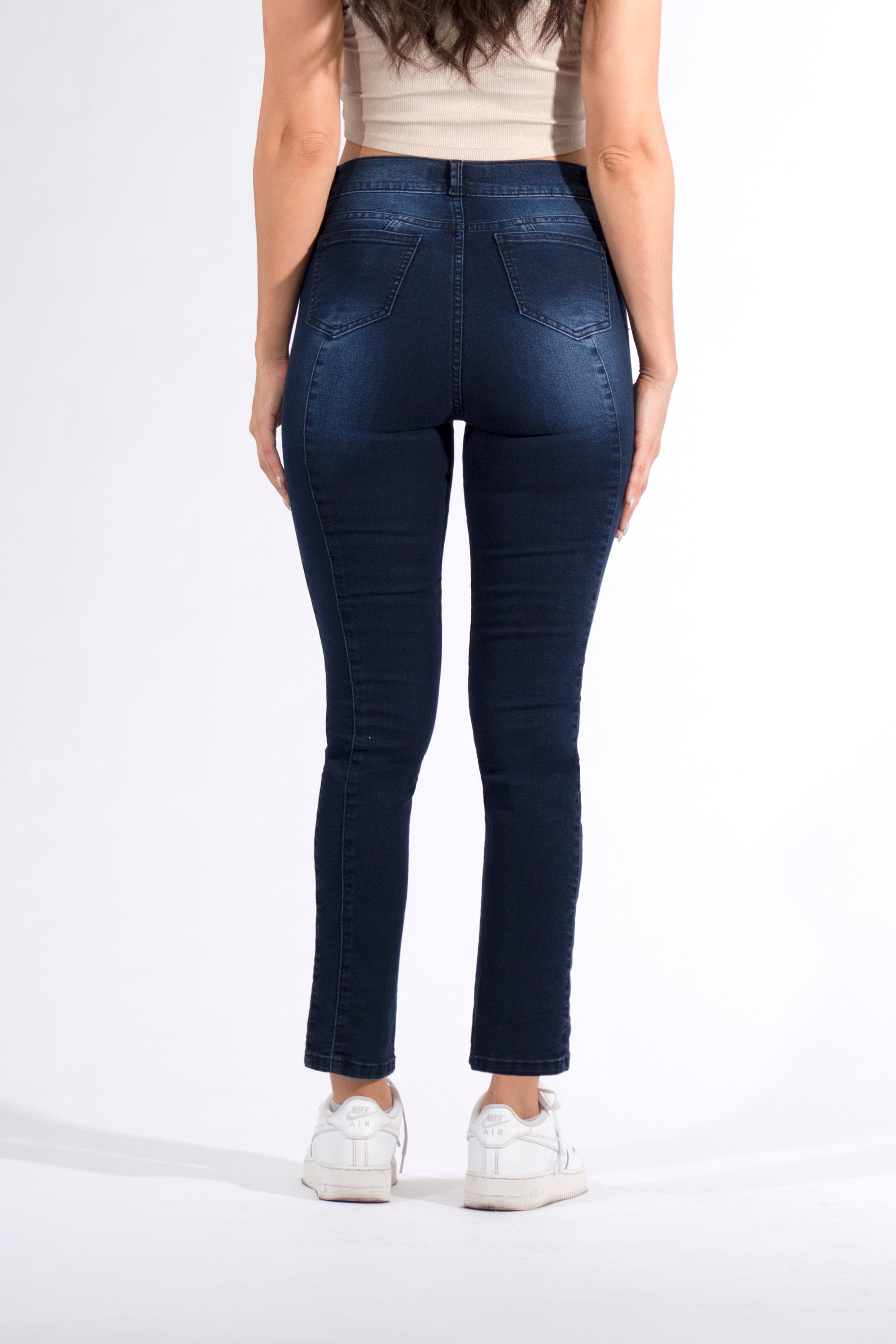 OHPOMP!® Cintura Alta Skinny Jeans Bordado Flores OP1680