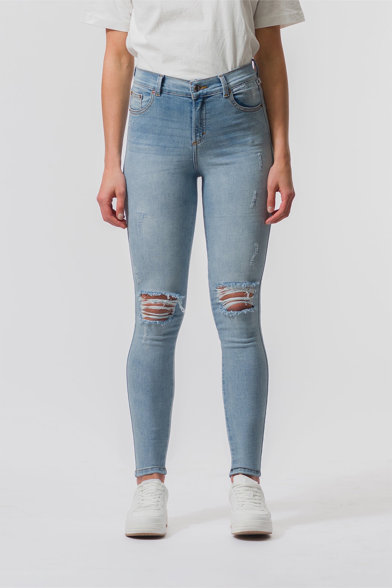 IDNT. - Mid-Rise Skinny Jeans In Ultra-Light Blue