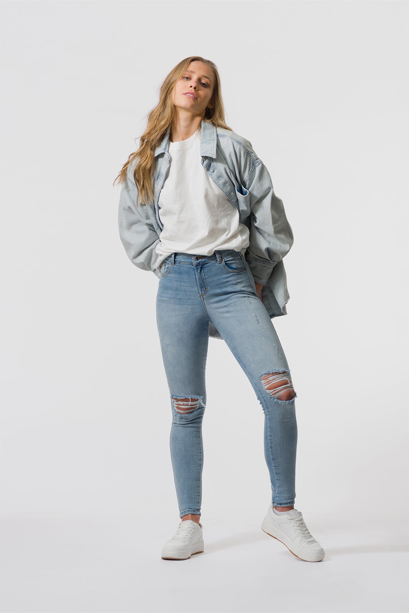 IDNT. - Mid-Rise Skinny Jeans In Ultra-Light Blue