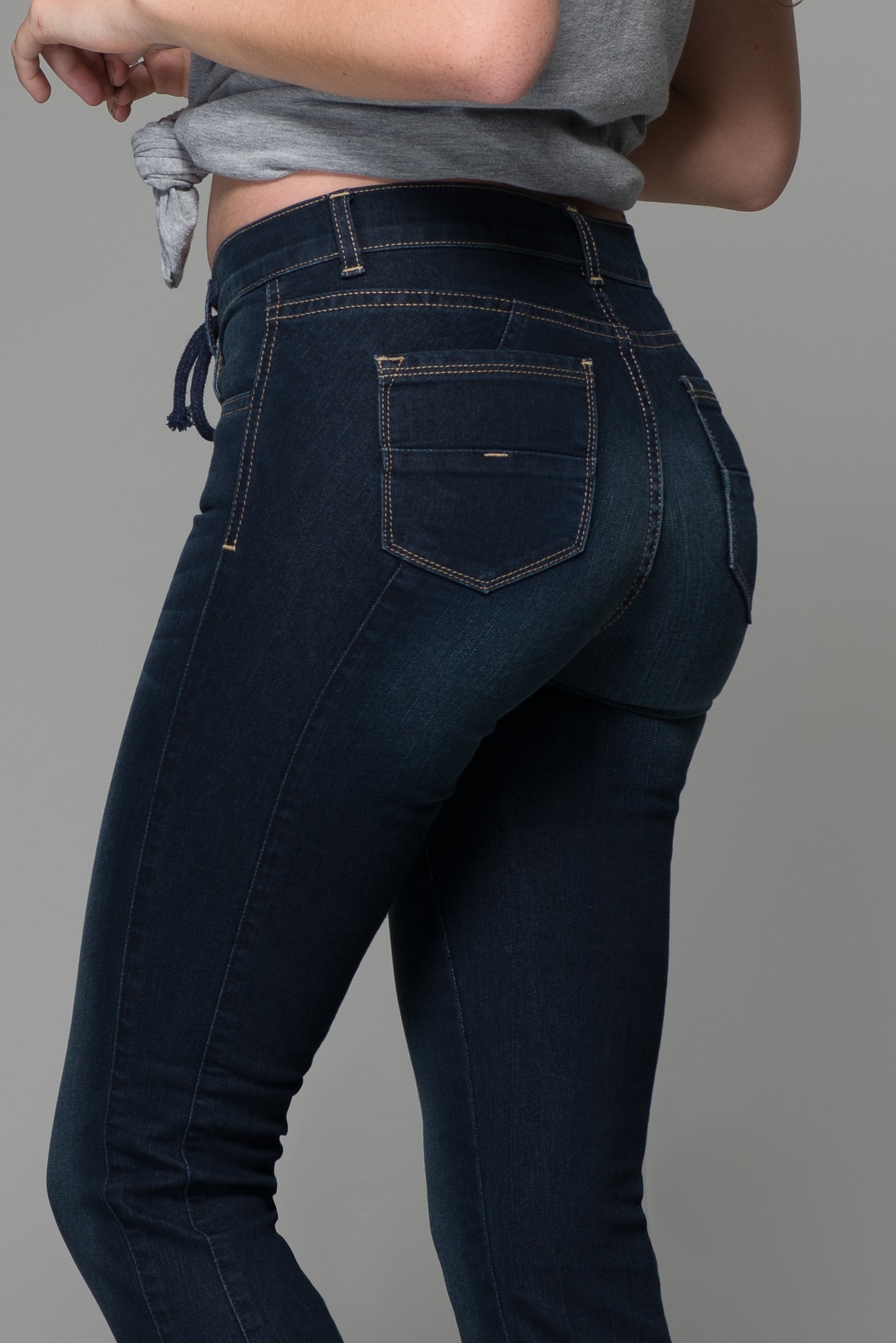 OHPOMP!® Cintura Media Super Skinny Jeans Azul Oscuro T020
