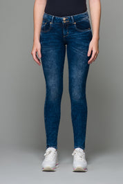 OHPOMP!® Cintura Media Super Skinny Jeans Azul Oscuro S007