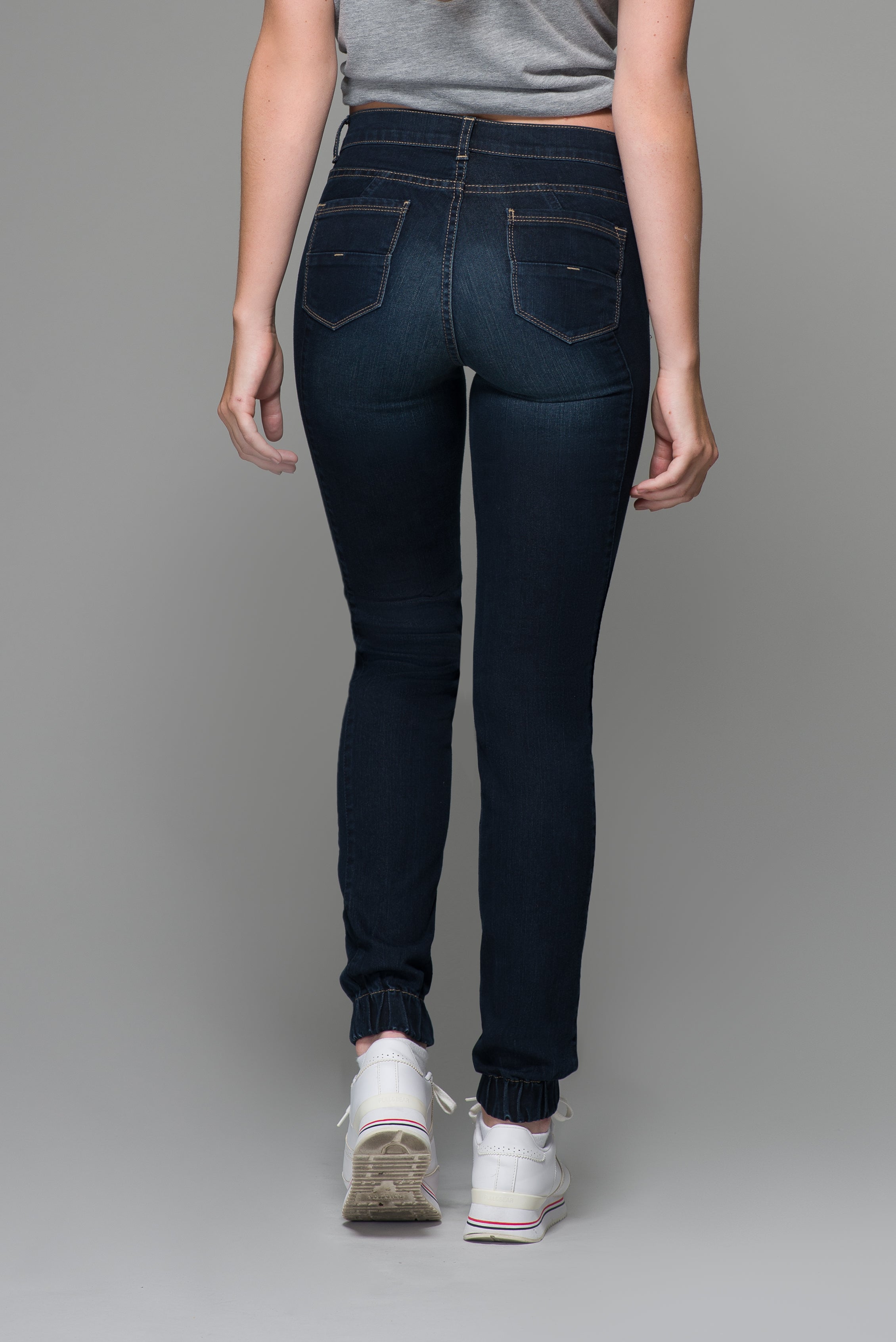 OHPOMP!® Cintura Media Super Skinny Jeans Azul Oscuro T020