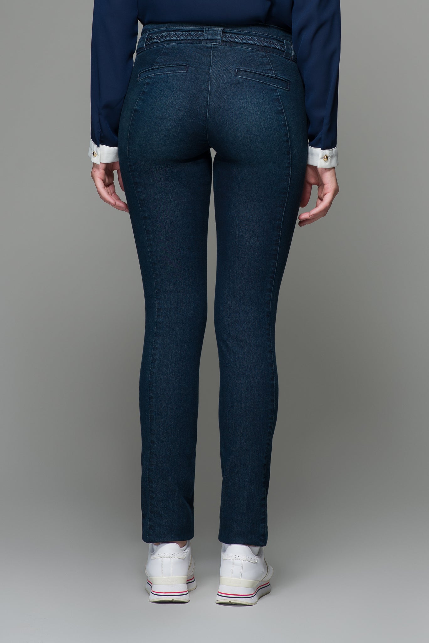 OHPOMP!® Cintura Media Super Skinny Jeans con Cinturón T021