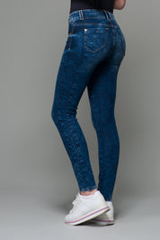 OHPOMP!® Cintura Media Super Skinny Jeans Azul Oscuro S007