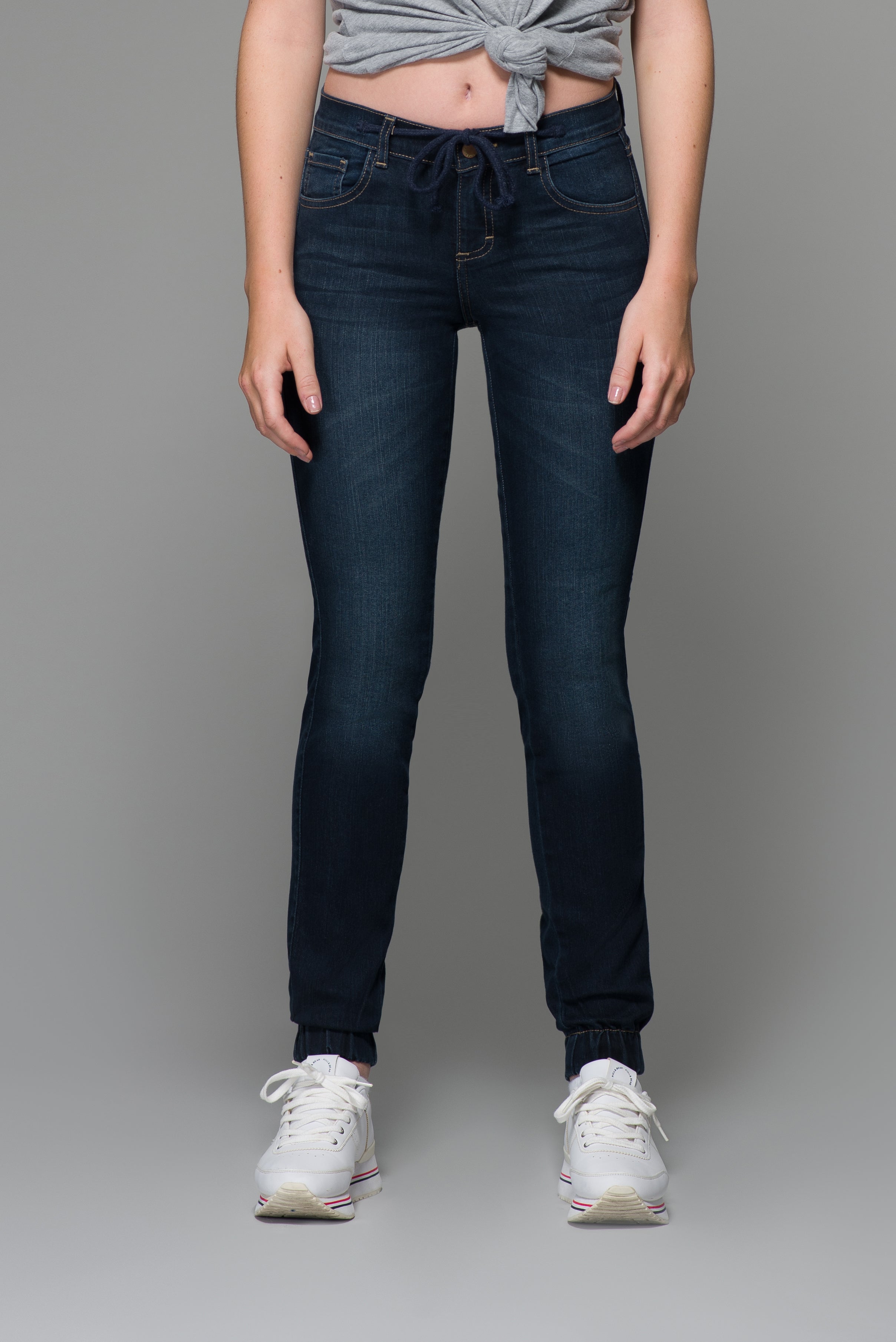 OHPOMP!® Cintura Media Super Skinny Jeans Azul Oscuro T020