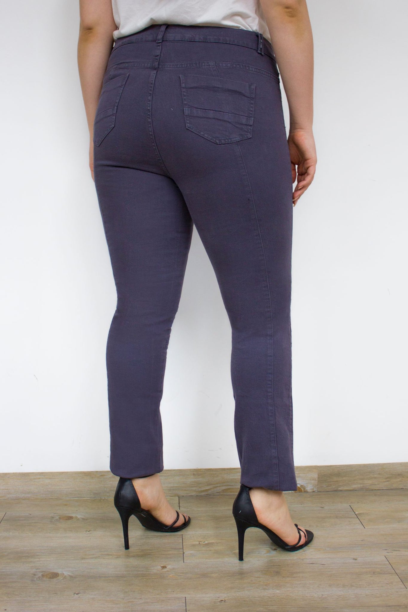 OHPOMP!® Curvy Cintura Alta Straight Pants Gris T014