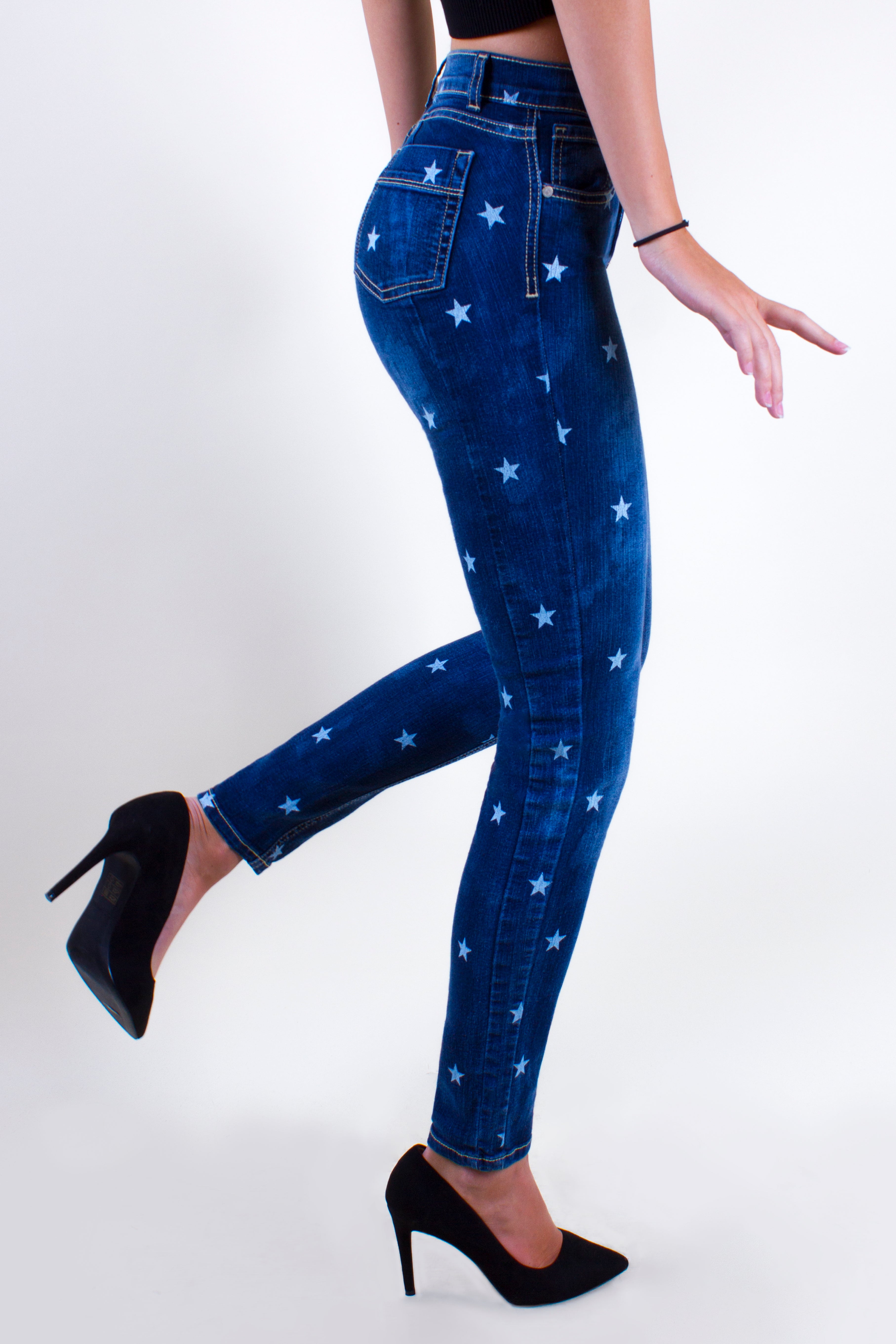 OHPOMP!® Cintura Media Skinny Jeans Stars D546