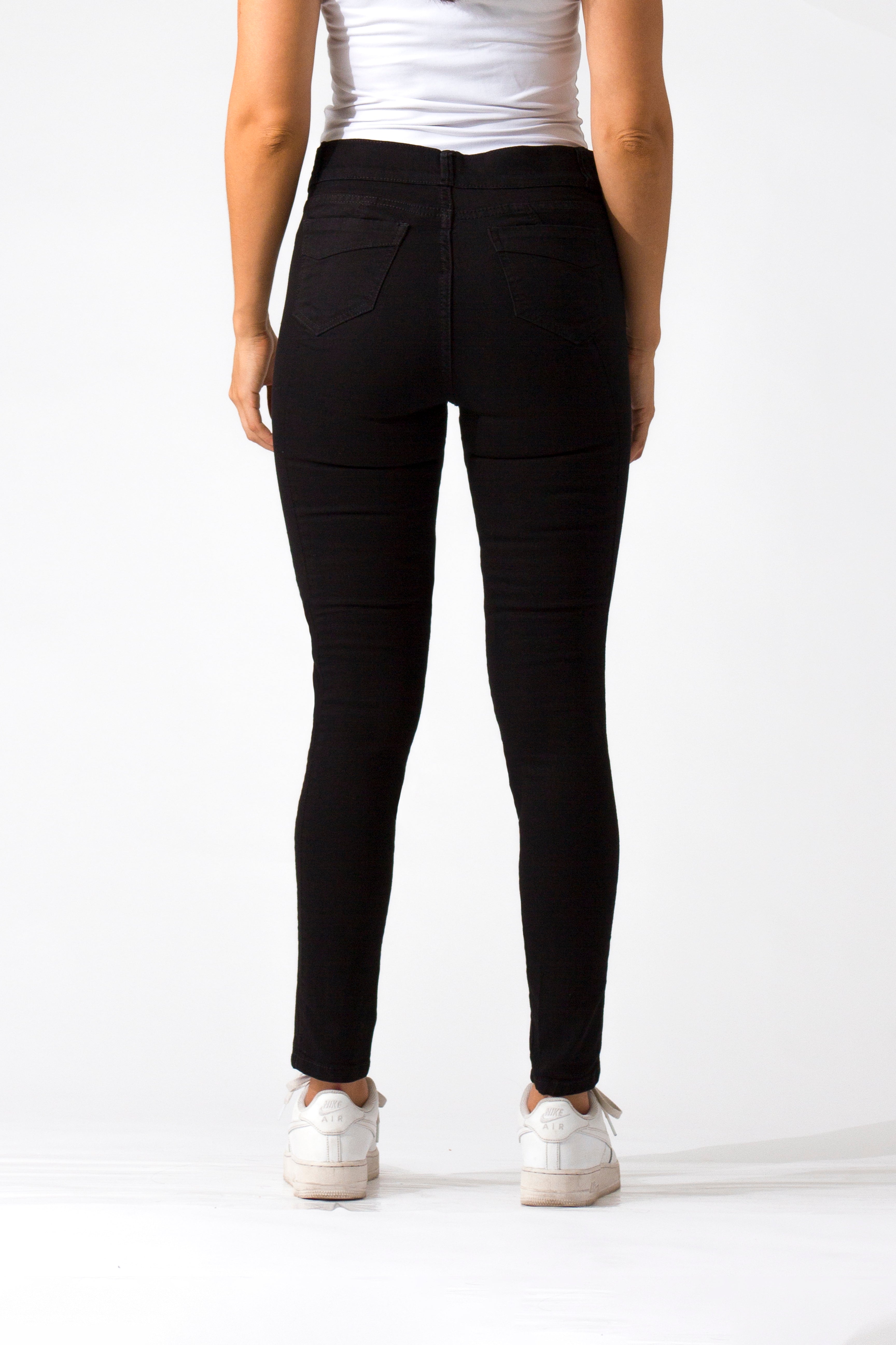 Essentials, Cintura Media Skinny Jeans Negro
