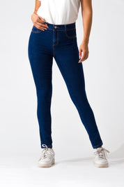 Essentials, Cintura Media Skinny Jeans Azul Medio