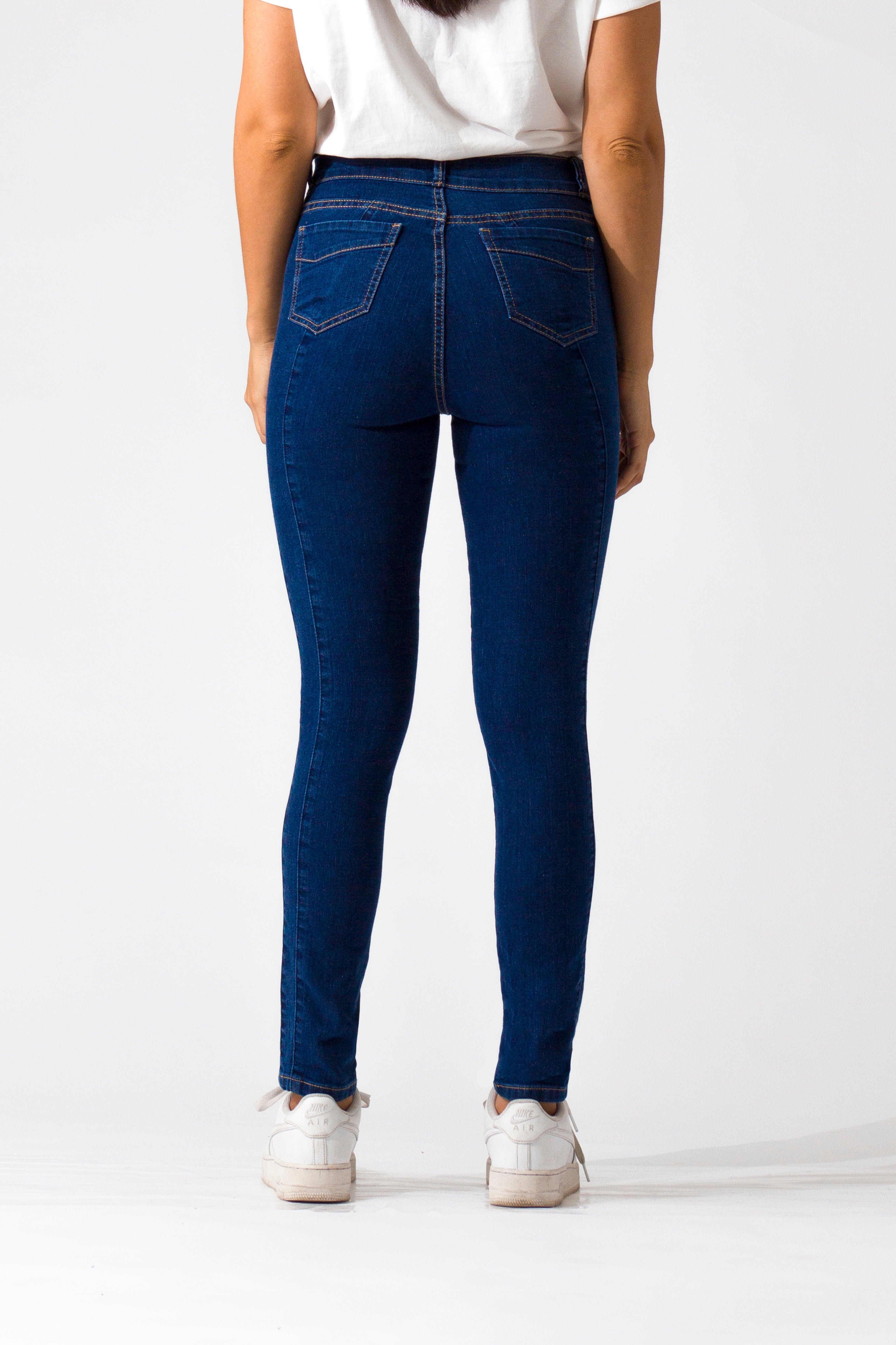Essentials, Cintura Media Skinny Jeans Azul Medio
