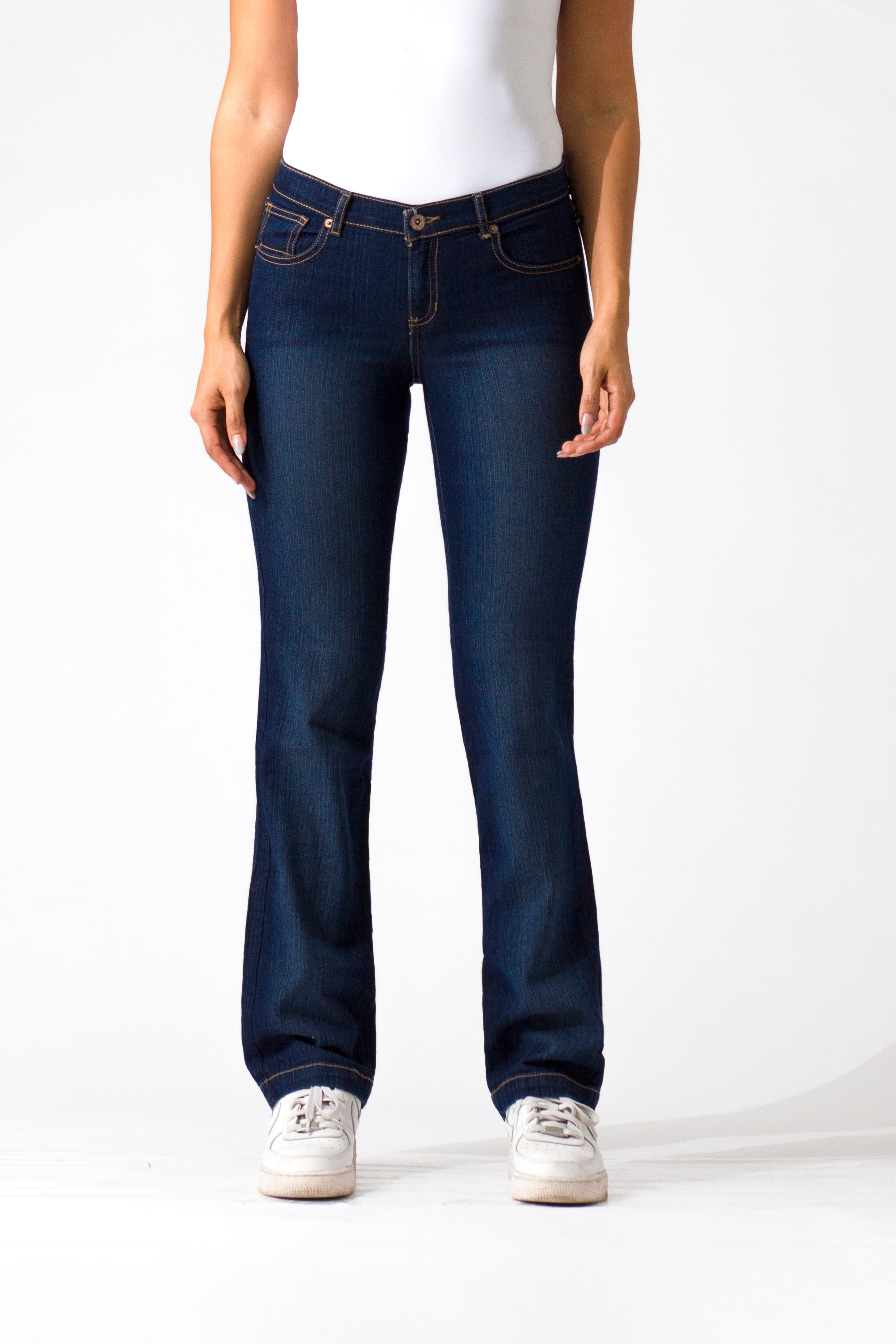 OHPOMP!® Cintura Media Straight Jeans Azul Medio