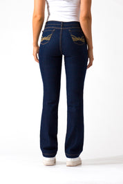 OHPOMP!® Cintura Media Straight Jeans Azul Medio