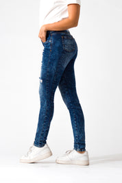 OHPOMP!® Cintura Media Super Skinny Jeans Azul Ácido S022