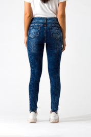 OHPOMP!® Cintura Media Super Skinny Jeans Azul Ácido S022