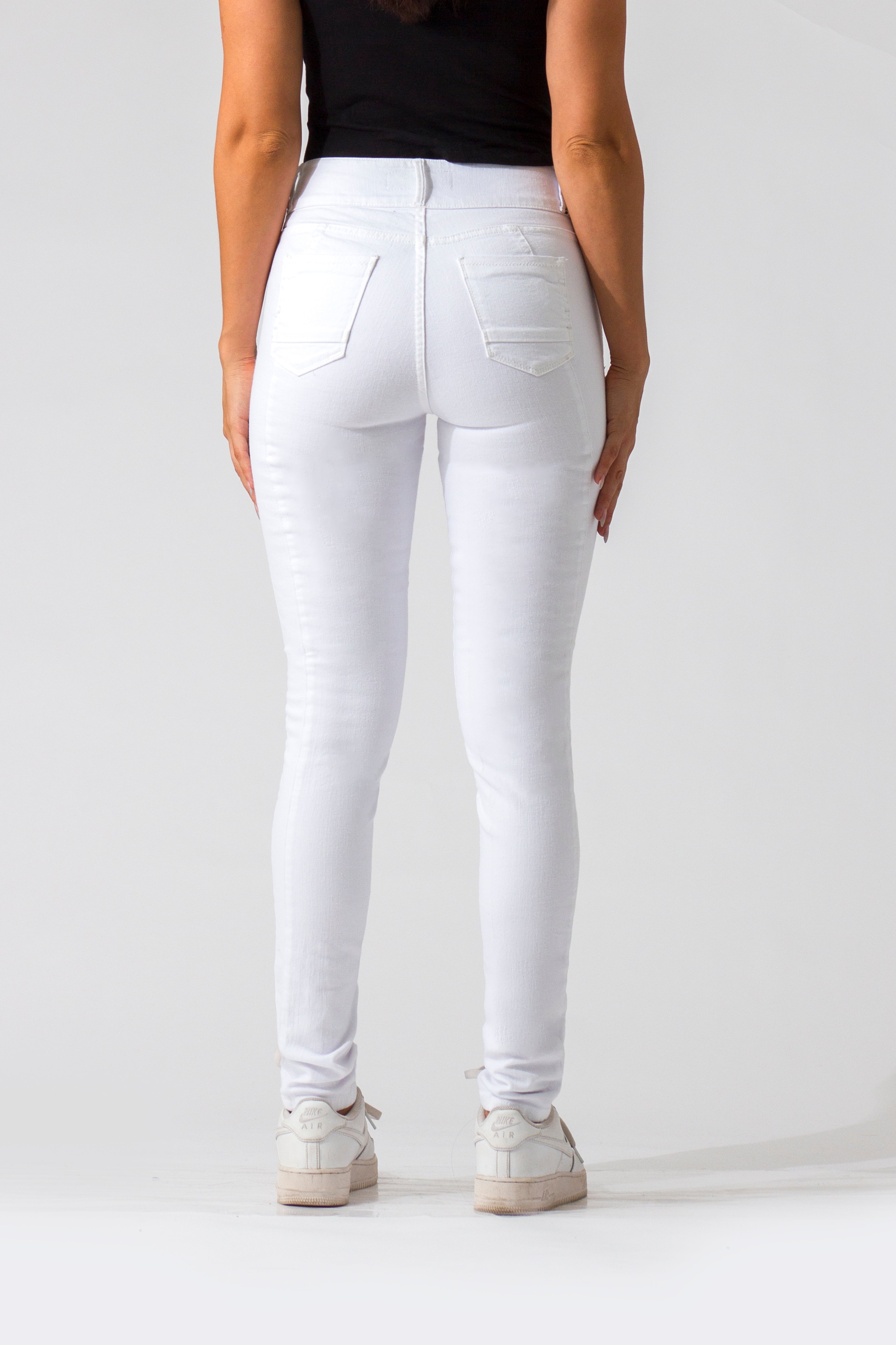 Essentials, Cintura Media Skinny Jeans Blanco