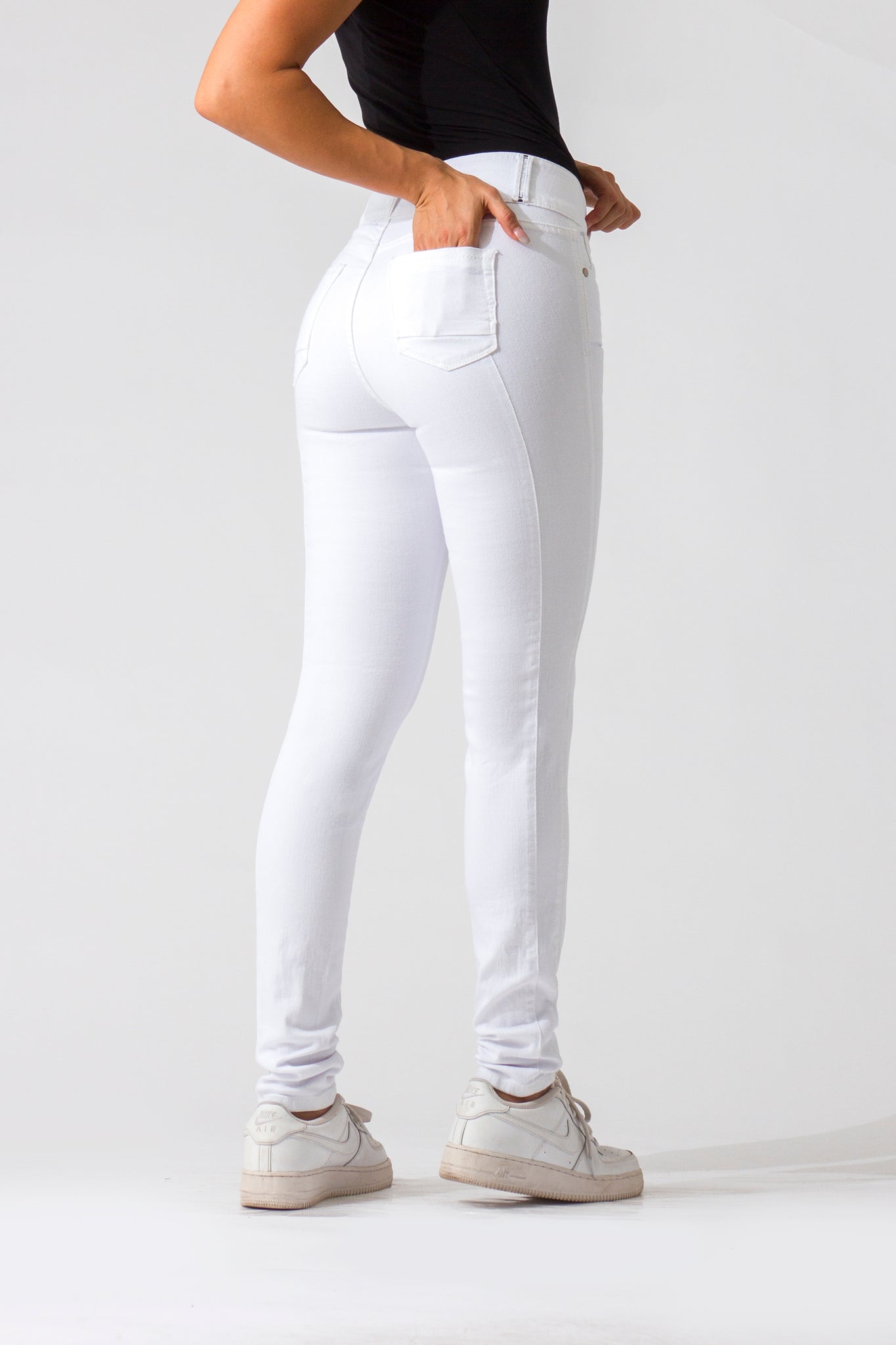 OHPOMP!® Cintura Media Skinny Jeans Blanco S071