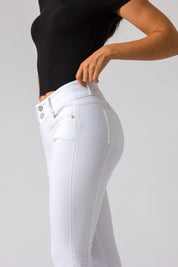 Essentials, Cintura Media Skinny Jeans Blanco