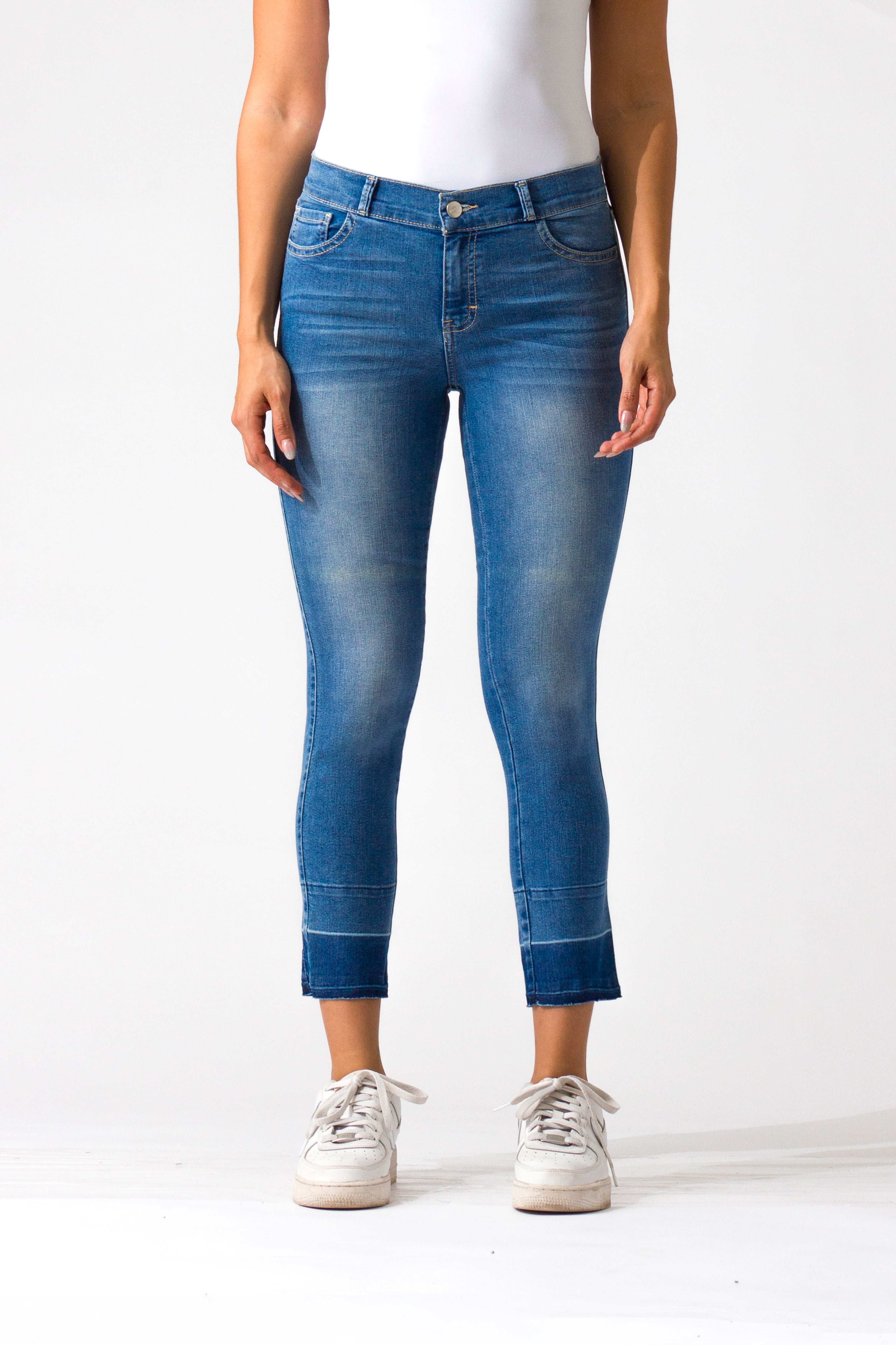 OHPOMP!® Cintura Media Skinny Ankle Jeans Azul Medio D845