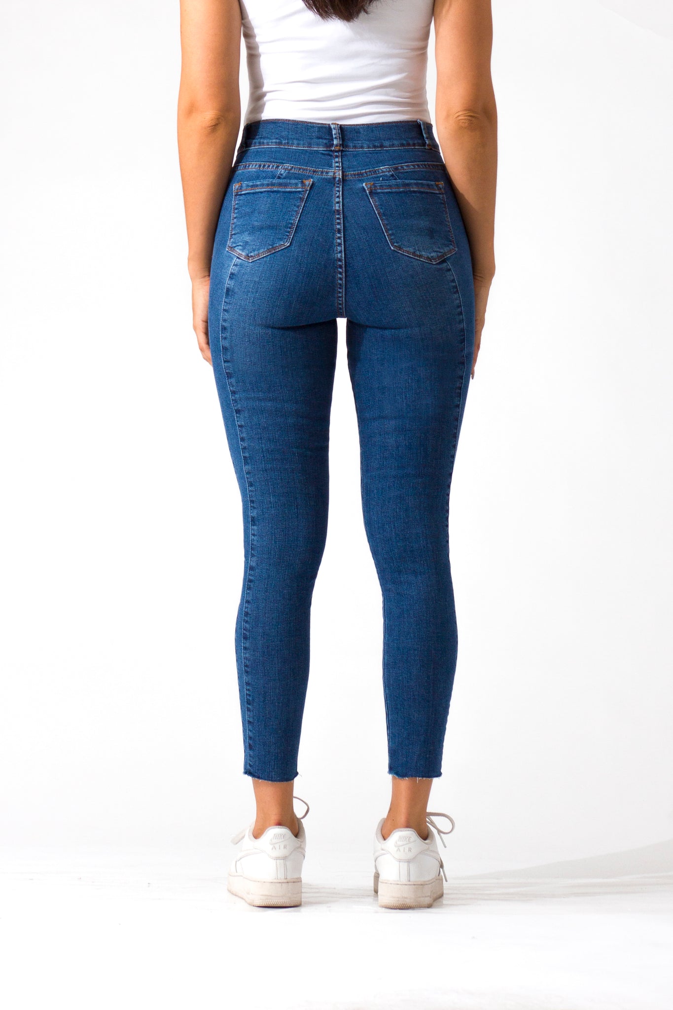 OHPOMP!® Cintura Media Skinny Jeans Ankle Azul Medio D1486