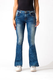 OHPOMP!® Cintura Media Skinny Flare Jeans Azul S045