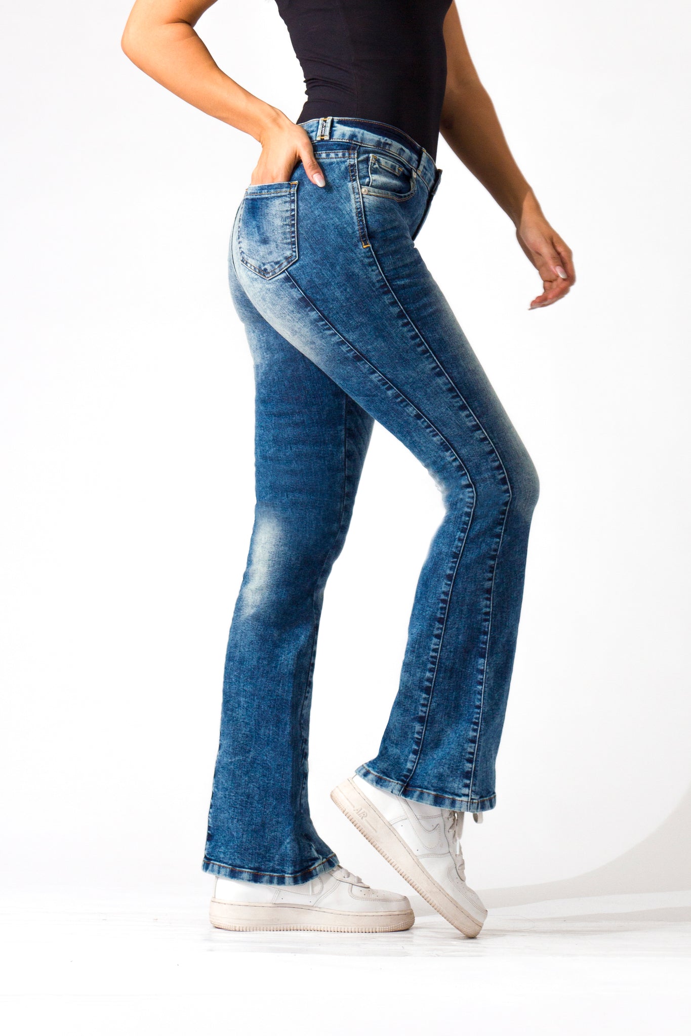 OHPOMP!® Cintura Media Skinny Flare Jeans Azul S045