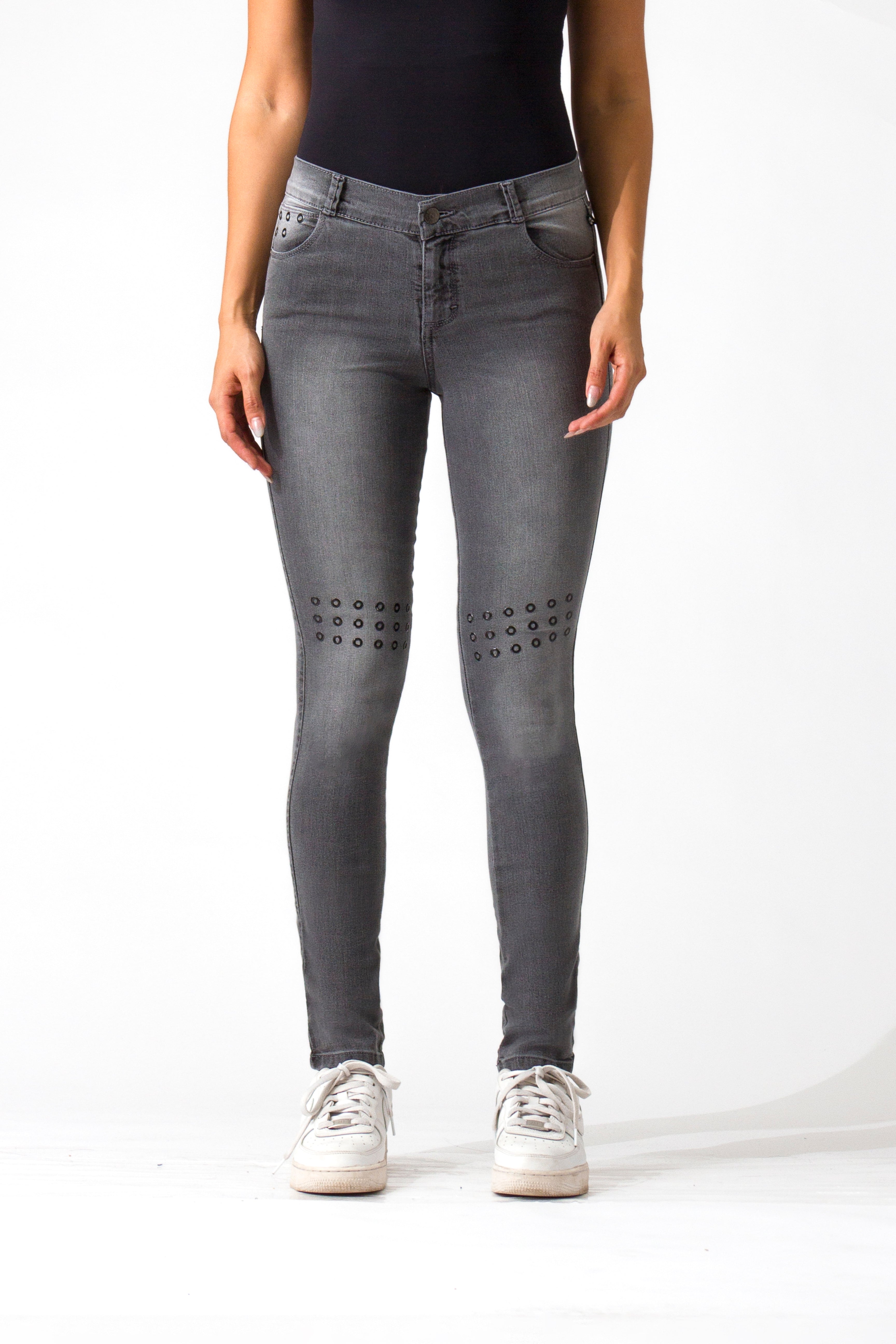 OHPOMP!® Cintura Media Skinny Jeans Gris D1282