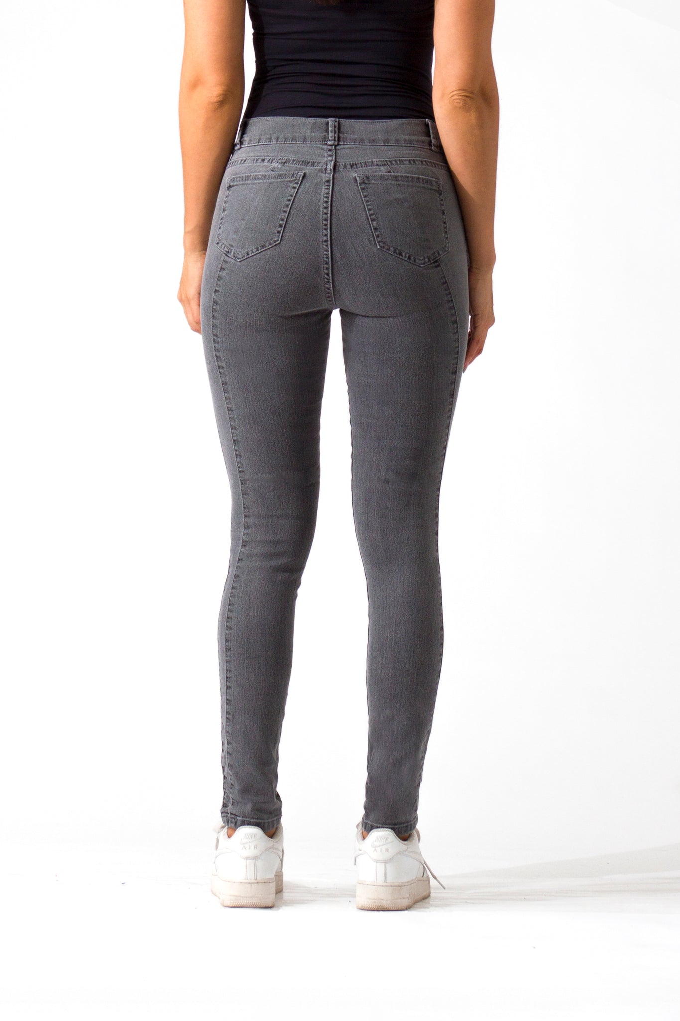 OHPOMP!® Cintura Media Skinny Jeans Gris D1282
