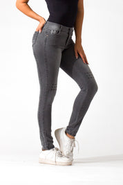 OHPOMP!® Cintura Media Skinny Jeans Gris D1282