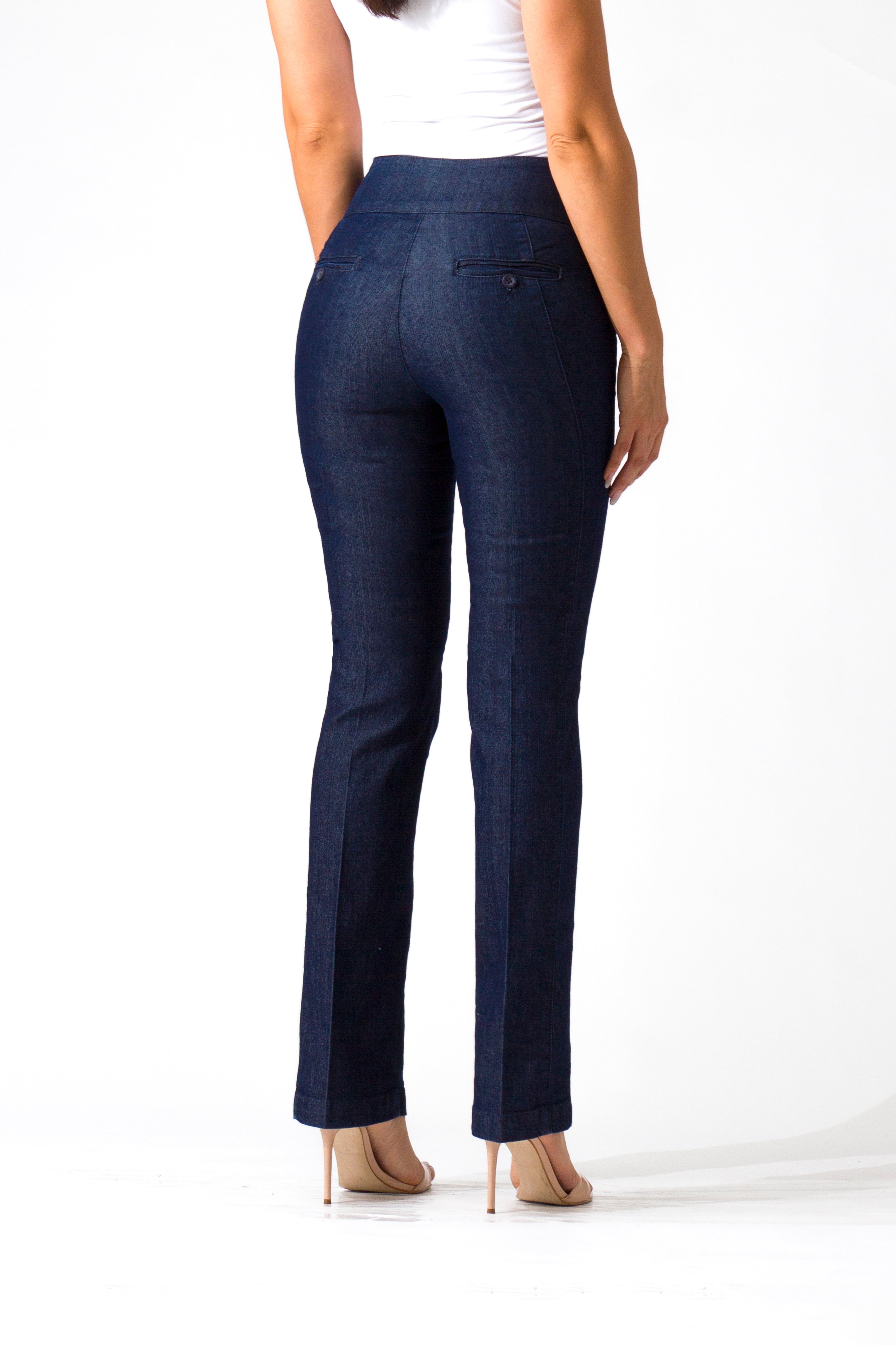 OHPOMP!® Cintura Alta Formal Straight Azul Oscuro D622