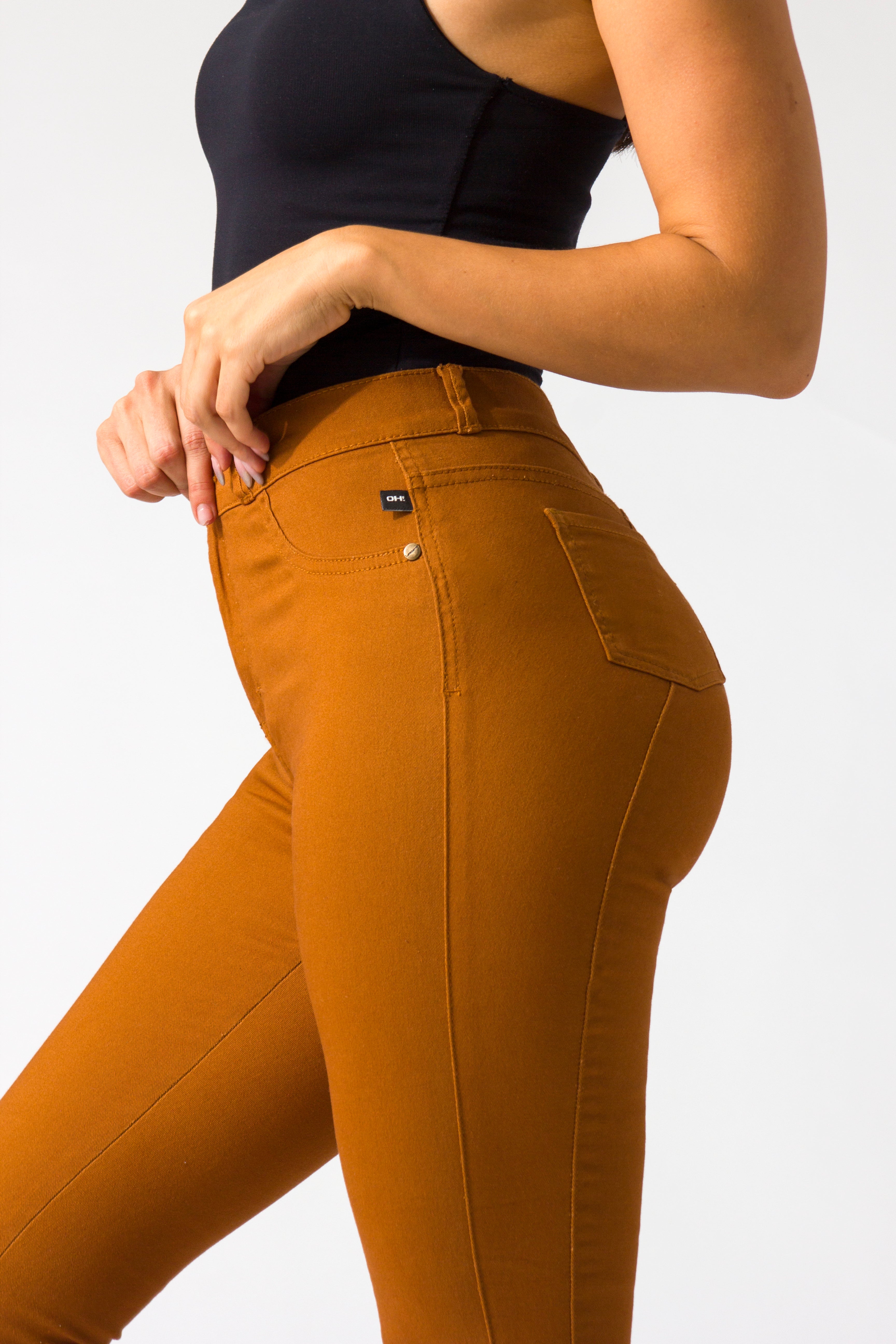 OHPOMP!® Cintura Alta Skinny Jeans Mostaza OP1575