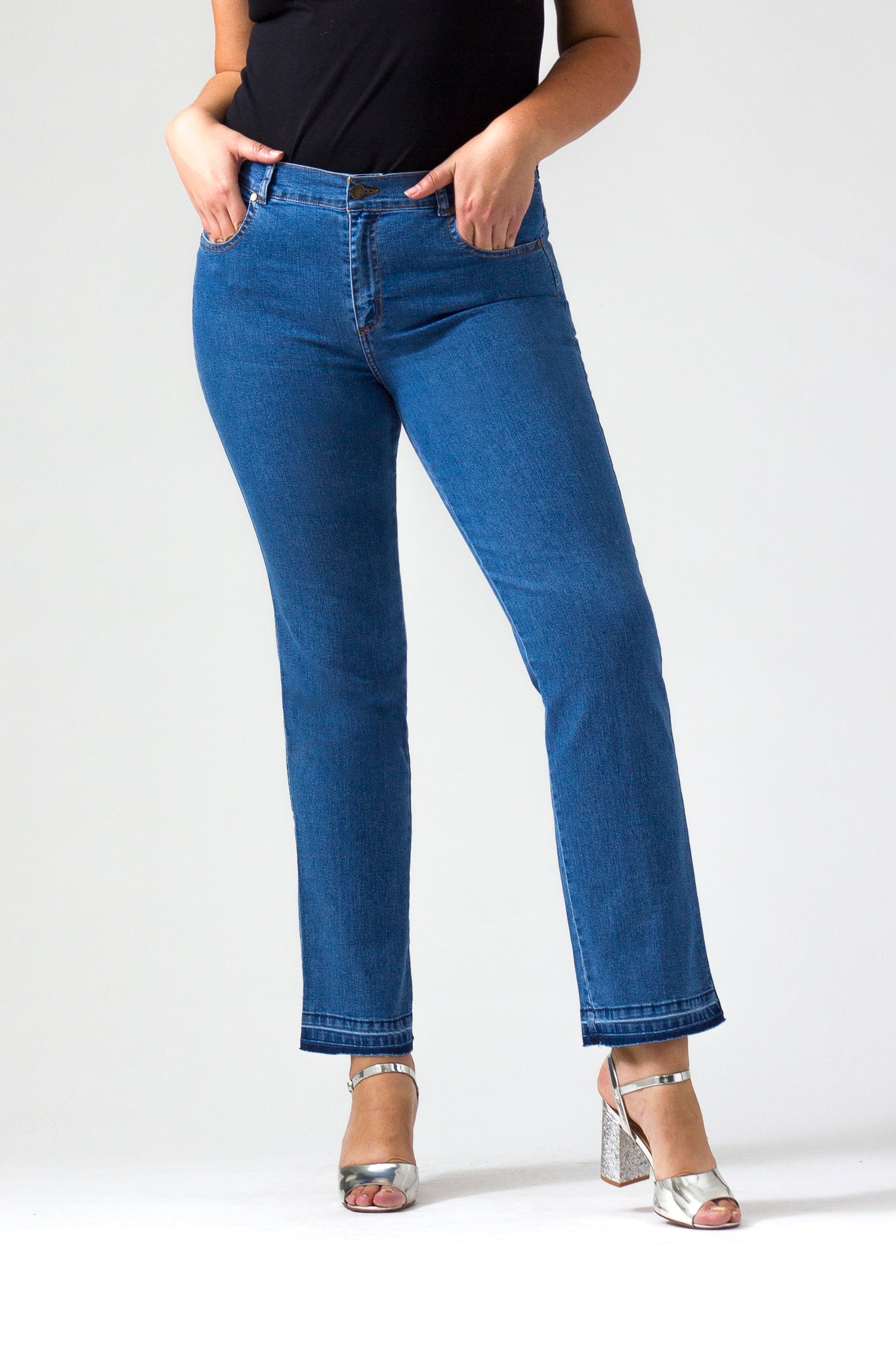 OHPOMP!® Curvy Cintura Alta Straight Jeans R004