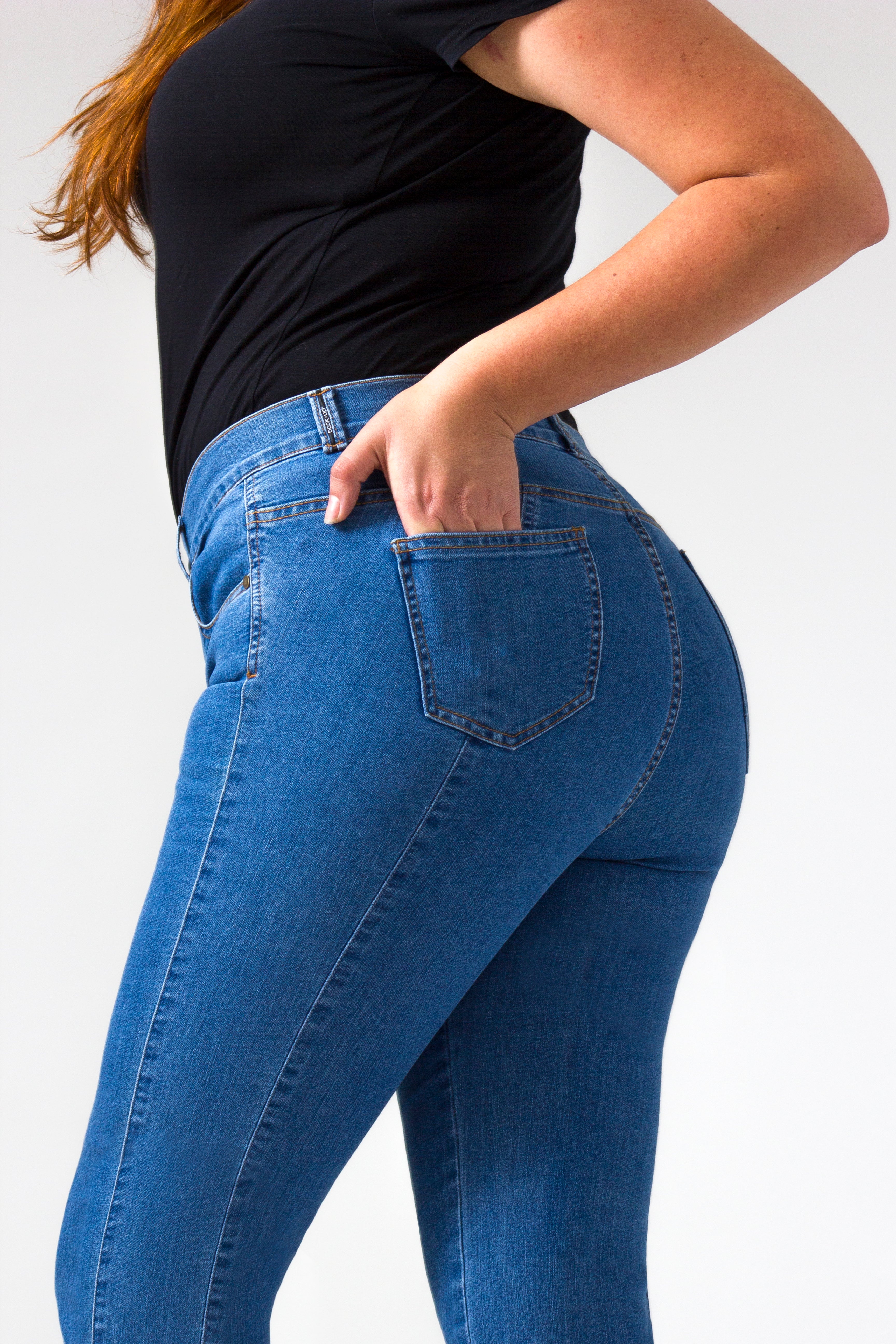 OHPOMP!® Curvy Cintura Alta Straight Jeans R004