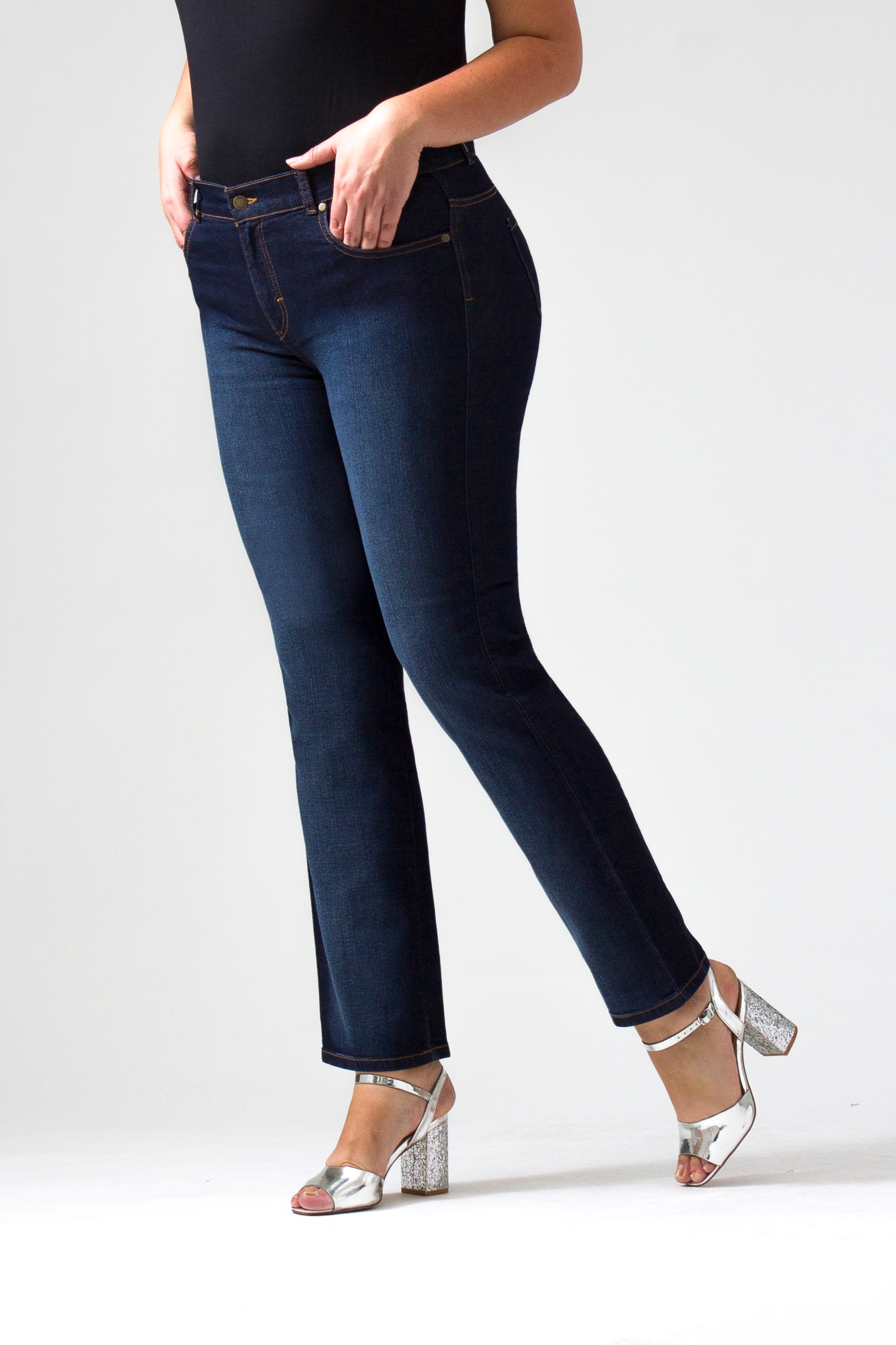 OHPOMP!® Curvy Cintura Alta Straight Jeans R005