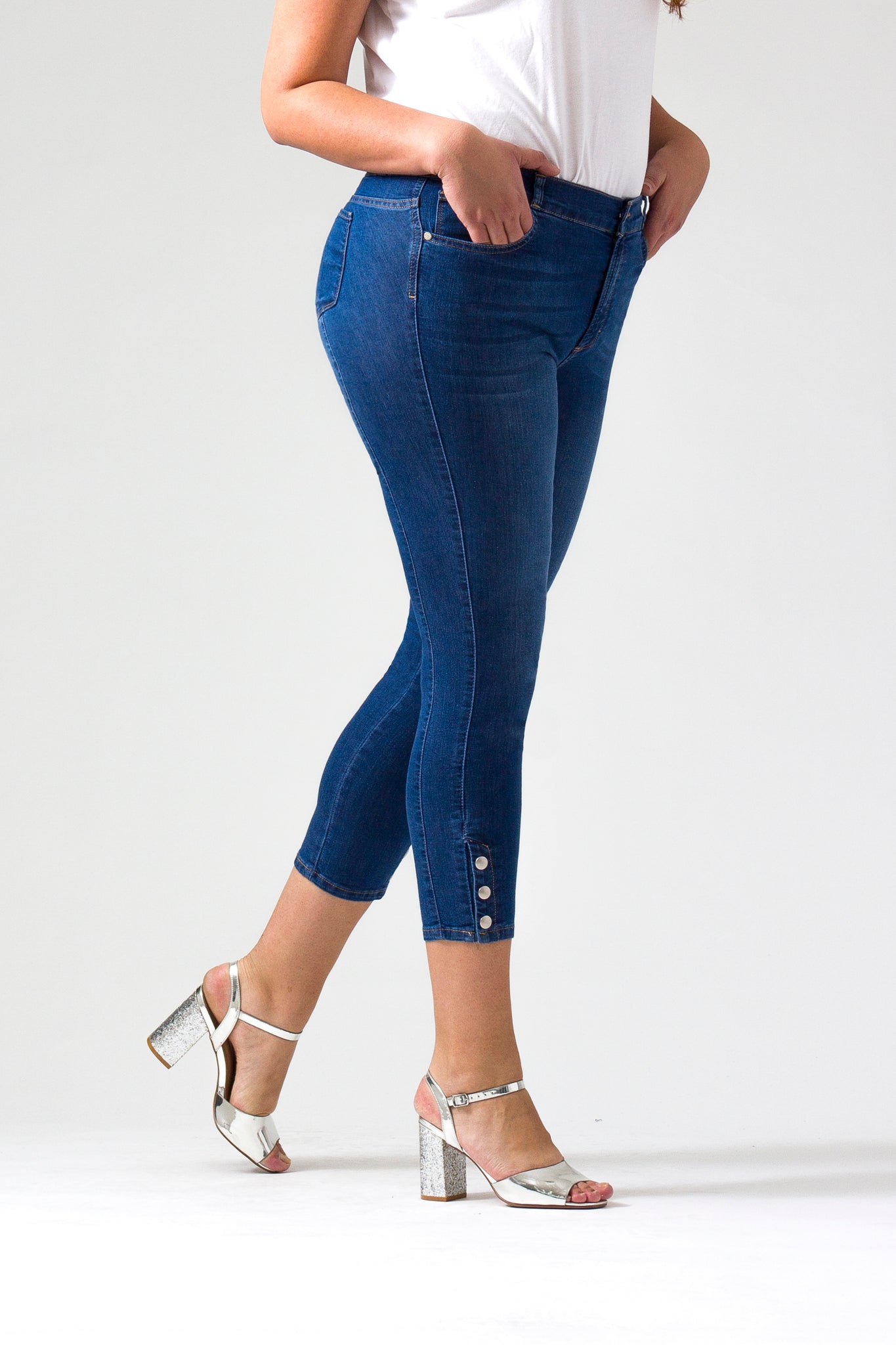 OHPOMP!® Curvy Cintura Alta Skinny Ankle Jeans OPE1351