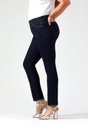 Essentials, Curvy Cintura Alta Straight Jeans Azul Oscuro OPE1006