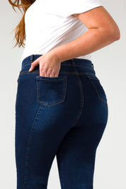 Essentials, Curvy Cintura Alta Straight Jeans Índigo OPE1006